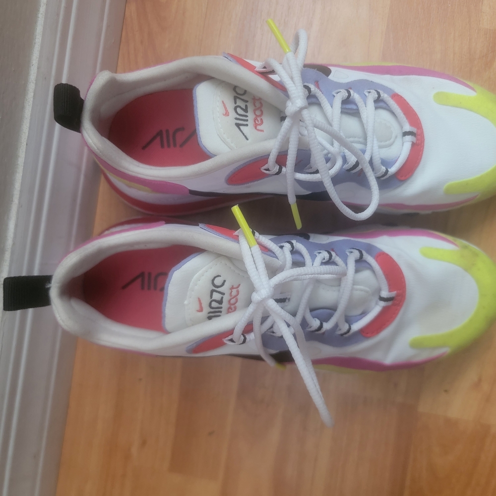 Nike Air Max 270 React White Pink Yellow Sneakers